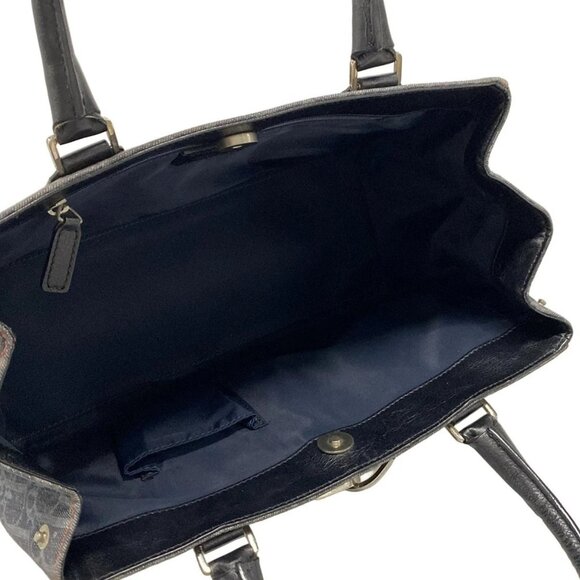 Auth DIOR/ChristianDior Flight Navy Gray Orange Denim Leather Tote Bag - Picture 6 of 16
